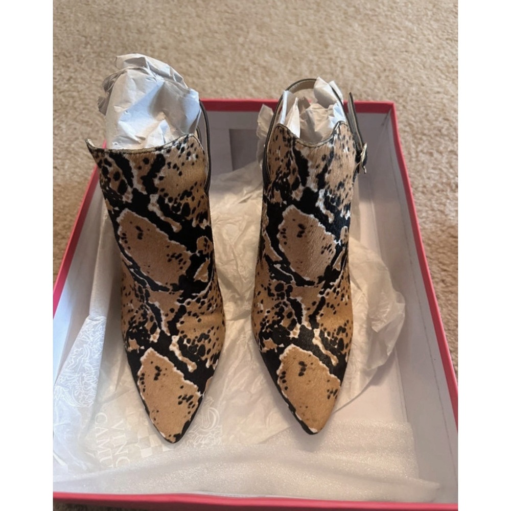 Vince Camuto  Snake Print Calf Hair Slingback Heel Bootie Multi Black 8.5M